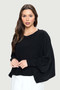 Front of the High-Low Batwing Top with Arm Cuffs style MS1763 from Last Tango in the color black