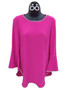 Front of the Bell Sleeve Rhinestone Novelty Top from Joseph Ribkoff in the color bright pink