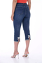 Back of the Pearl Bow Denim Capris from Frank Lyman in the color blue