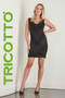 Front of the Blingy Fitted Tank Dress from Tricotto in the color black