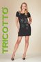 Front of the Blingy Off-Shoulder Fancy Dress from Tricotto in the color black