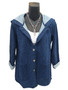 Front of the Animal Print Hooded Jacket from Focus Fashion in the color blue leopard