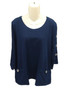 Front of the Waffle Button Sleeve Tunic from Focus Fashion in the color indigo