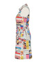 Side of the News Print Sleeveless Belted Dress from Dolcezza in the multicolor print