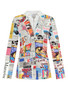 Front of the News Print Hooded Blazer from Dolcezza in the multicolor print