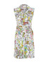 Front of the 'Love in the City' Print Belted Dress from Dolcezza in the multicolor print