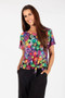 Front of the Abstract Print Side Tie Top from Pure Essence in the multicolor print