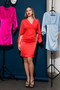 Front of the Ruched Front Dress from Posh Couture in the color tangerine