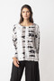 Front of the Crinkle Abstract Print Top from Liv by Habitat in the colors white and black