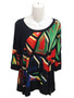 Front of the Abstract Print Asymmetric Insert Tunic from Eva Varro