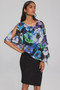 Front of the Floral Print Chiffon and Silky Knit Dress from Joseph Ribkoff in the black / multi print