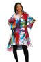 Front of the Abstract Art Print Swing Dress from Dilemma in the multicolor print