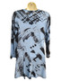 Back of the Abstract Print Zipper Tunic from Sea & Anchor in the denim blue circles print