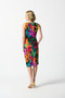 Back of the Tropical Print Wrap Dress from Joseph Ribkoff in the colors black and multi