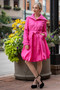 Front of the Solid Bubble Coat Dress from Samuel Dong in the color boug pink