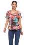 Front of the Joanne Button T-Shirt from Parsley & Sage in the multicolor print