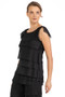 Side of the Tiered Ruffle Tank from Isle by Melis Kozan in the color black