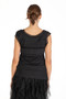 Back of the Tiered Ruffle Tank from Isle by Melis Kozan in the color black