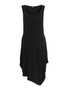 Front of the Long Asymmetrical Dress from Ever Sassy in the color black