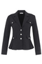 Front of the Peplum Military Jacket from Dolcezza in the color black