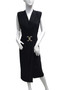 Front of the Silky Knit Sleeveless Wrap Dress from Joseph Ribkoff in the color black