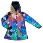 Front of the Abstract Print Reversible Raincoat from UBU in the multicolor print