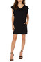 Front of the Flutter Sleeve Pocket Dress from Liverpool Jeans style LM8994EZ in the color black