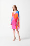 Front of the Chiffon Ombré Print Layered Dress from Joseph Ribkoff style 242207 in the multicolor print