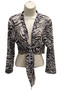 Front of the Zebra Print Mesh Shrug from Reina Lee style 9669 in the colors black and white