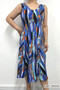 Front of the Abstract Pleated Tank Dress from Fashion Cage in the multicolor print