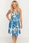 Front of the Lace Back Printed Dress from Fashion Cage style S203-4 in the blue multi print