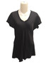 Front of the Satin Raw Edge T-Shirt from Look Mode in the color black