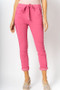 Front of the Ribbon Side Jogger from Look Mode style 2120HW in the color fuchsia
