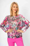 Front of the Graffiti Print Knit Sweater from Look Mode style 1540 in the color fuchsia