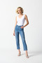 Front of the Denim Slim Fit Cropped Jeans from Joseph Ribkoff style 242921 in the color medium blue