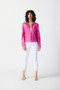 Front of the Foiled Suede Jacket With Metal Trims from Joseph Ribkoff style 241911 in the color bright pink