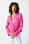 Foiled Suede Jacket With Metal Trims from Joseph Ribkoff style 241911 in the color bright pink