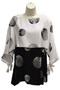 Front of the Tie Sleeve Swirl Print Top from Funsport style 241B17 in the colors black and white
