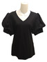 Front of the Bling Puffy Sleeve T-Shirt from AZI Jeans style Z12111 in the color black