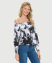 Side of the Floral Print Off-The-Shoulder Top from Last Tango style MS1841-238 in the colors black and white