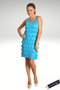 Front of the Cha Cha Sleeveless Dress from Fashque style D760-TU in the color turquoise