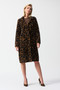 Front of the Jacquard Sweater Animal Print Coat from Joseph Ribkoff style 244956 in the colors beige and black