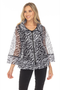 Front of the Mesh Net Zebra Jacket from Carine style CAR24J78 in the colors black and white