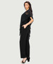 Side of the Asymmetrical Chiffon Overlay Jumpsuit style MS1740 from Last Tango in the color black