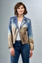 Front of the Metallic Vegan Leather Motorcycle Jacket style BCJ17681MPRF from Insight New York in the blue multicolor print