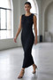 Front of the Sleeveless Pleated Dress style MB311 from MC Oasis in the color black