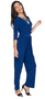 Model showing the side view of the Wrinkle Resistant Jumpsuit with Tie from Last Tango in the color Royal Blue