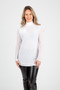 Model showing the front of the Crystal Mesh Sleeve Top from Berek in the color White