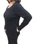 Side of the Basic Long Sleeve Tee Shirt style AM169 from Fashion Cage in the color black