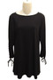 Front of the Lace-Up Tie Sleeve Tunic style T12574 from Eva Varro in the color black